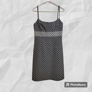 Milly - Sleevless Geometric - Charcoal and Ivory Print Aline Dress